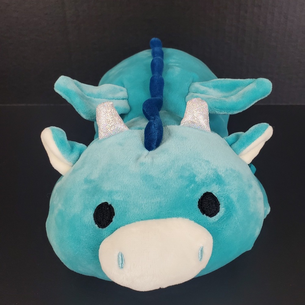 Squishmallows Laying Dragon Tatiana Plush Teal Blue Stackable Cuddle Hug Me 13" - Picture 2 of 10